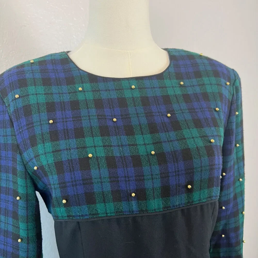 VTG Dark Academia Dress Womens‎ 7/8 Tartan Plaid Schoolgirl Grunge Prep Minimal
